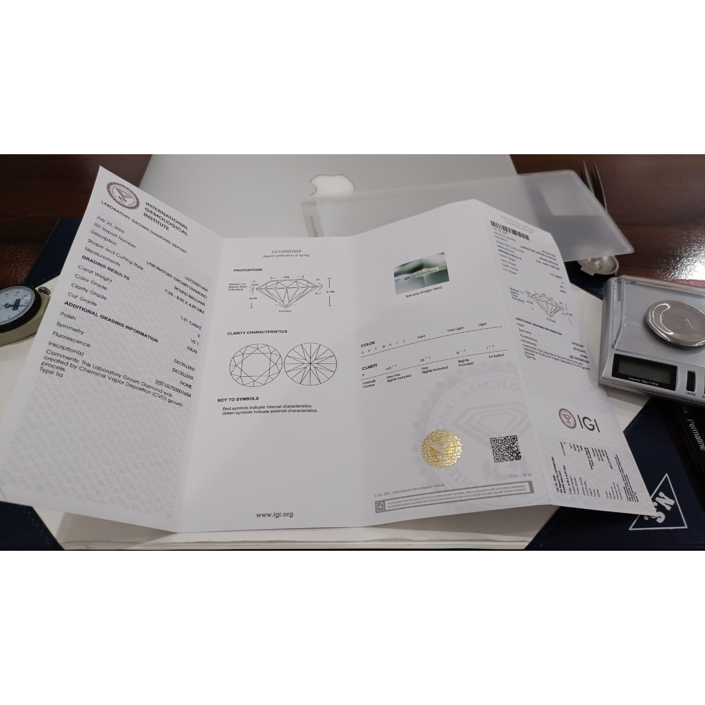 1.91 Carat TW Certified Round Brilliant Lab-Grown Diamond Solitaire Engagement Ring in 14K White Gold (E/VS1)